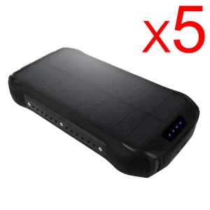 [ Bulk Pack of 5 ] Tough Light i26W USB Solar Power Bank Charger - 26,800 mAh Li Polymer - 2 AMP High Speed Cable Included