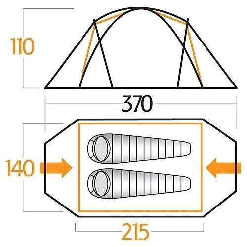 2 Person Camping & Hiking Tent - Hurricane 200 Tent - 4.2kg by Vango