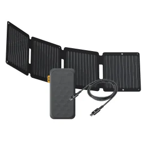 28W Portable Solar Panel   FS5 Power Bank 20.000 mAh   USB-C PD Cable 100W Bundle