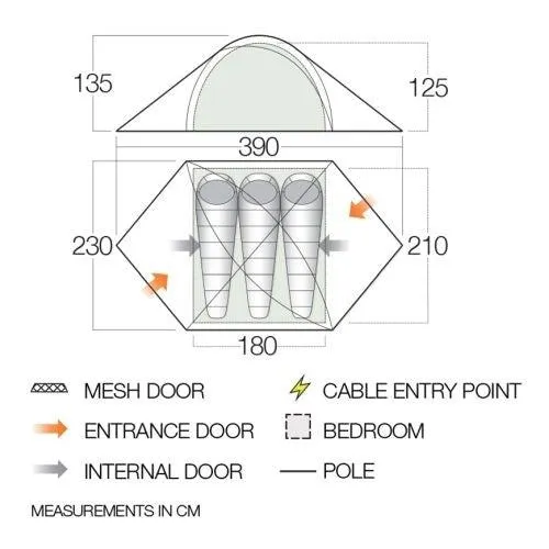 3 Person Camping & Touring Tent - Halo Pro 300 - 4.20kg by Vango