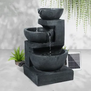 3-Tier Solar Water Fountain, LED Lights, Blue, Gardeon