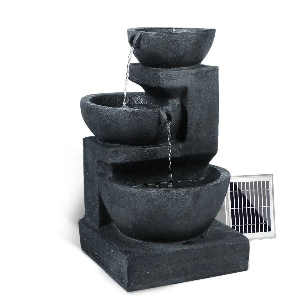 3-Tier Solar Water Fountain, LED Lights, Blue, Gardeon