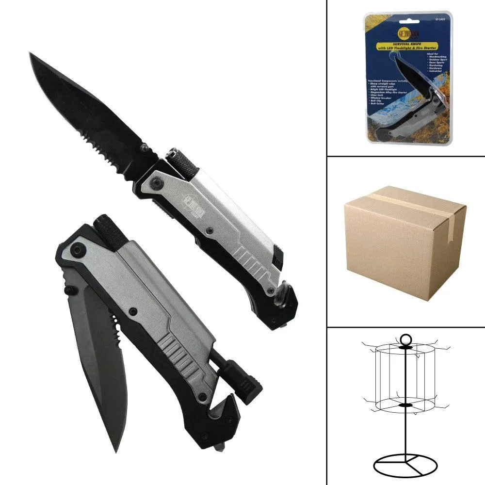 30 Units - 5 in 1 Survival Knife with LED Flashlight & Fire Starter