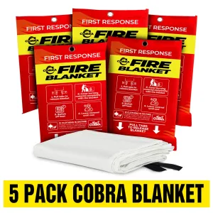 [5 Pack] Cobra Blankets for Home Fire Safety 40" x 40" - GROMMET SPECIAL!