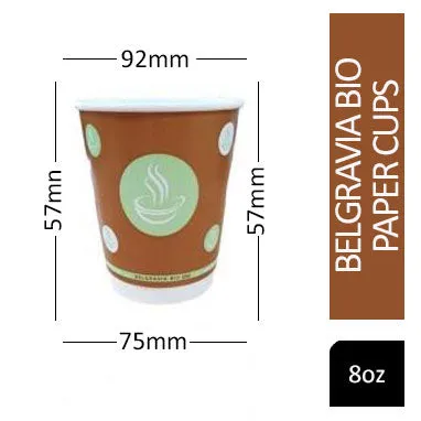 8oz Belgravia Biodegradable Double Walled Cups (500's)