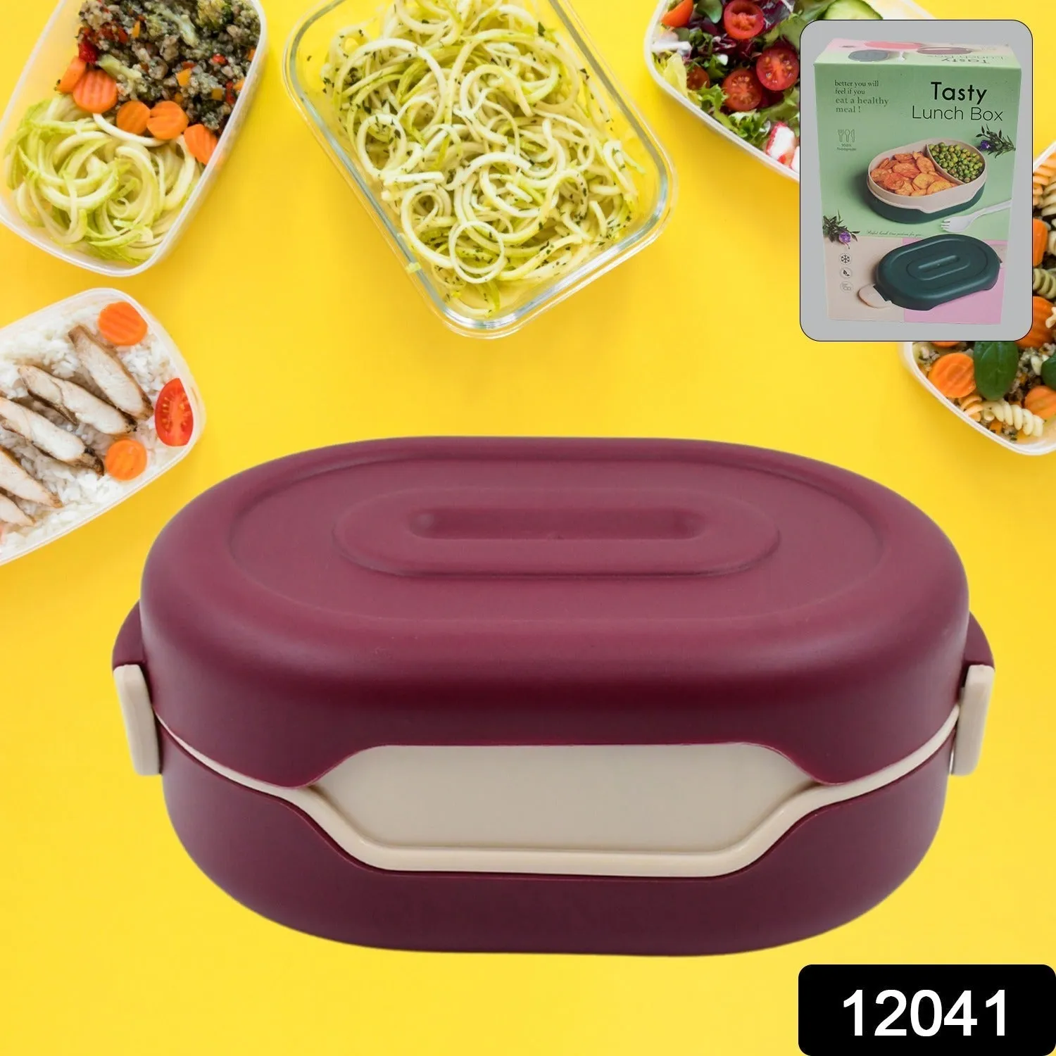 Airtight Food Grade Tiffin Box with 2 in 1 Spoon And 2 Compartment