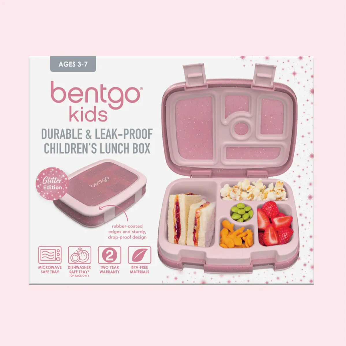 Bentgo Kids Lunch Box - Glitter - Petal Pink