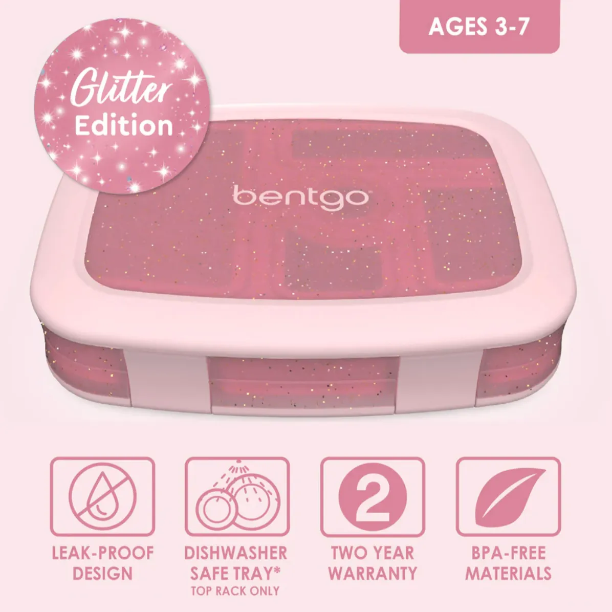 Bentgo Kids Lunch Box - Glitter - Petal Pink