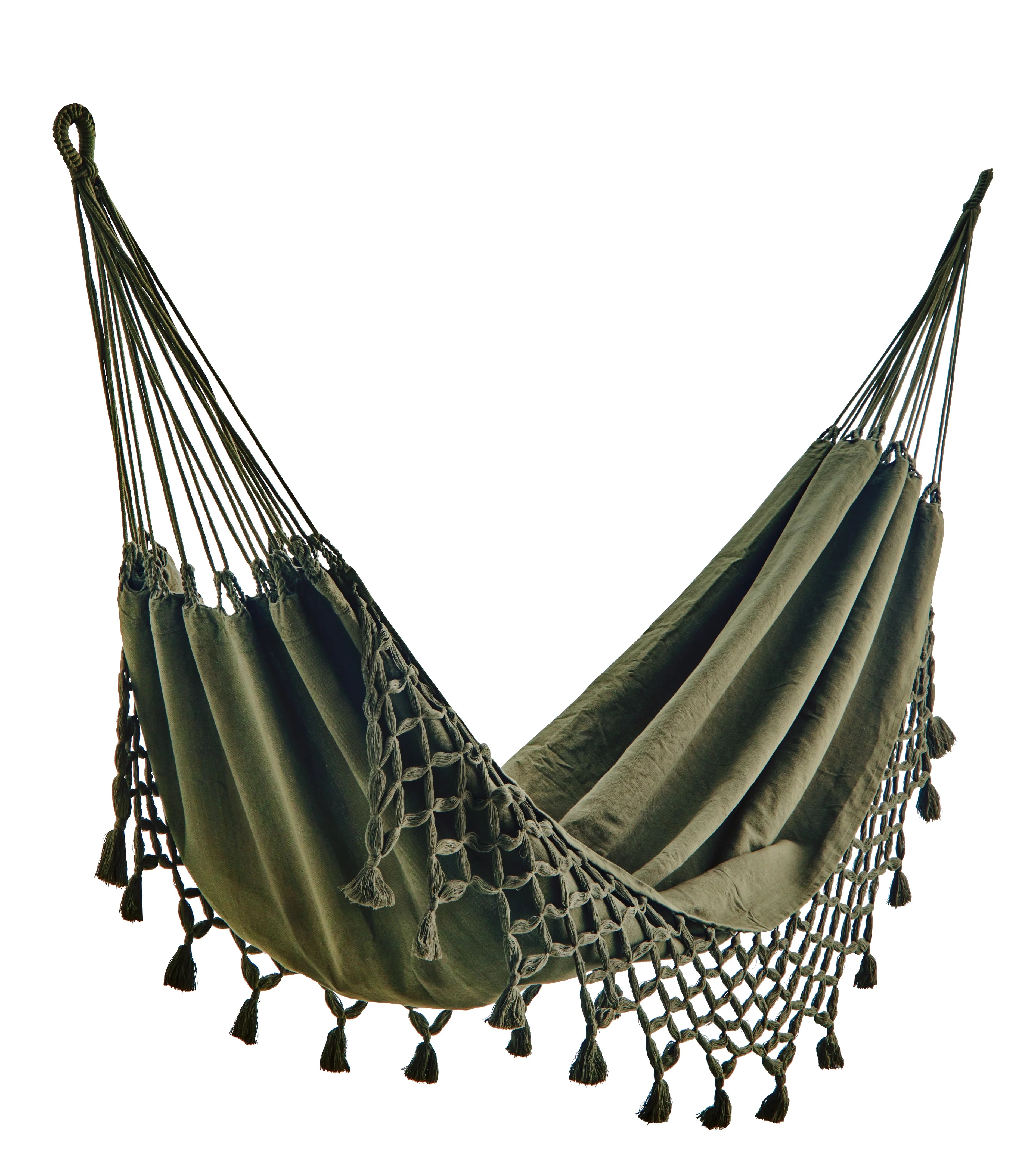 Cotton Hammock with Fringes - Olive or Ecru