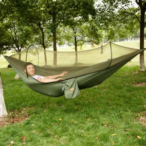 Double Outdoor Hammock Hanging Bed with Mosquito Net Portable For 2 Person - 300 KG Weight Capacity