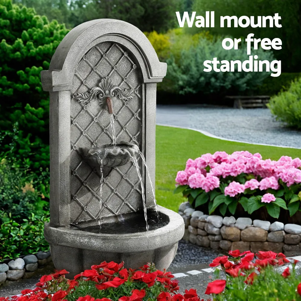 Gardeon Solar Fountain Water Feature Wall Mount Garden Fountains 80CM Grey