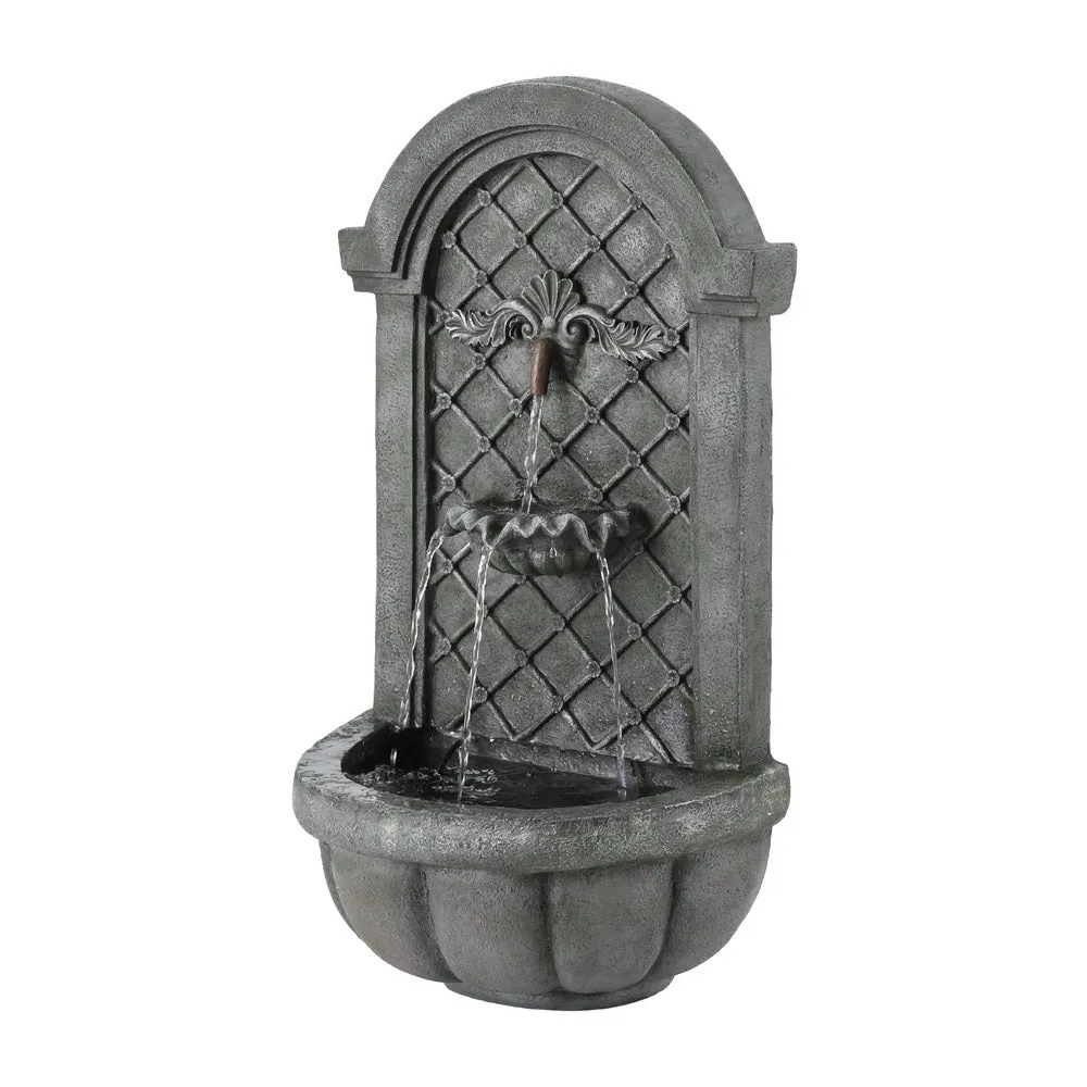 Gardeon Solar Fountain Water Feature Wall Mount Garden Fountains 80CM Grey