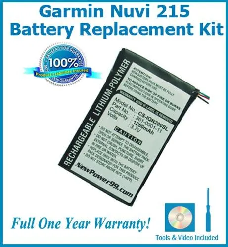 Garmin Nuvi 215 Battery Replacement Kit with Tools, Video Instructions and Extended Life Battery