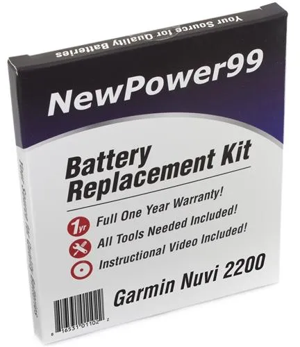 Garmin Nuvi 2200 Battery Replacement Kit with Tools, Video Instructions and Extended Life Battery