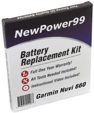 Garmin Nuvi 660 Battery Replacement Kit with Tools, Video Instructions and Extended Life Battery