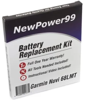 Garmin Nuvi 68LMT Battery Replacement Kit with Tools, Video Instructions and Extended Life Battery