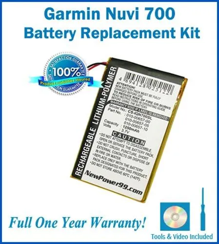 Garmin Nuvi 700 Battery Replacement Kit with Tools, Video Instructions and Extended Life Battery