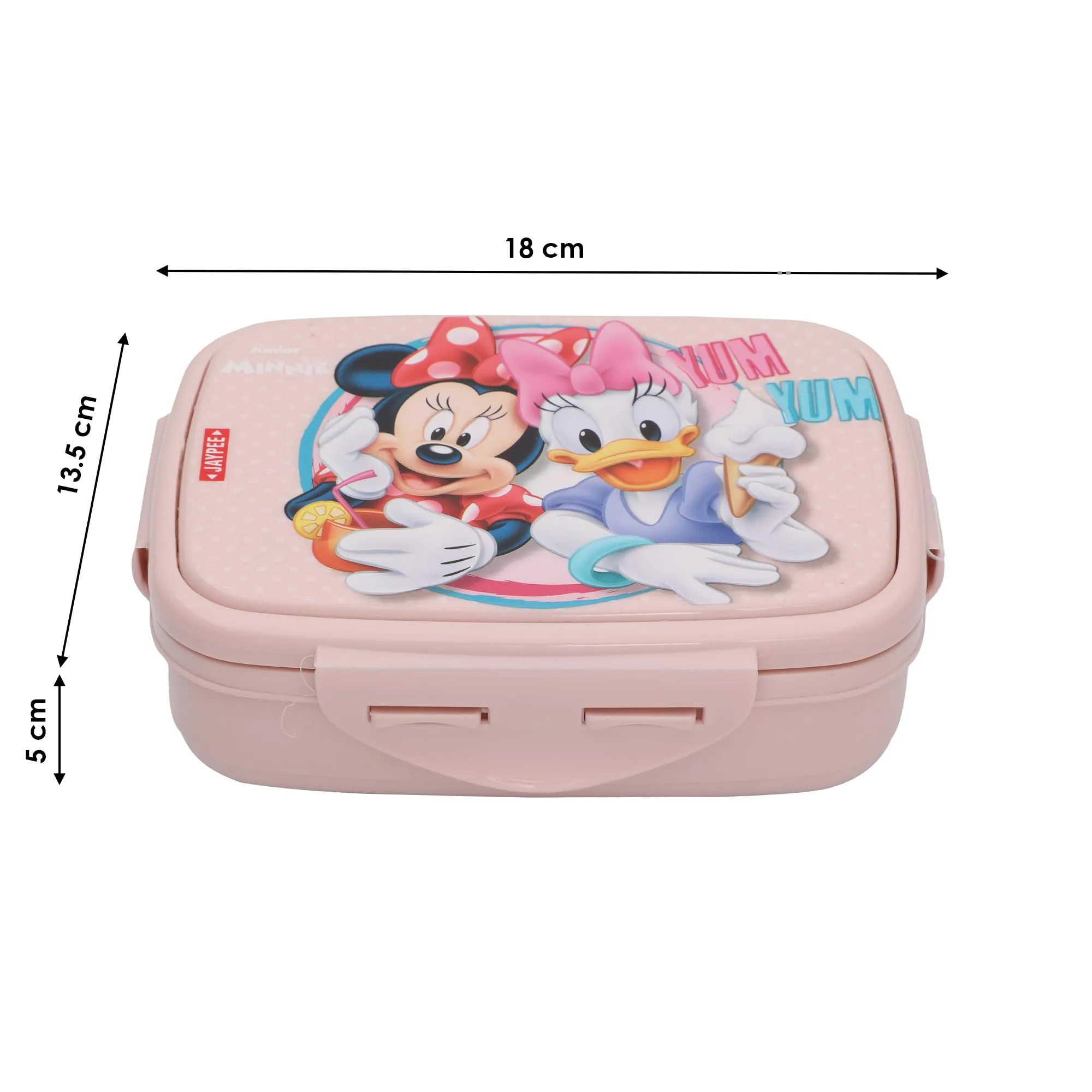 JAYPEE Steel Tek Jr. Insulated Lunch Box Mickey Mouse & Donald Duck, Pink, 400 ml, Tiffin Box School Kids, Girls & Boys