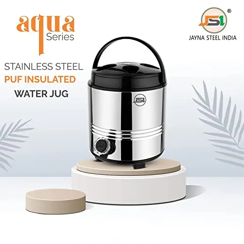 JSI Stainless Steel Hot and Cold Water Jug 5 Liter I PU Insulated with Easy to Carry Handle I Hot Tea Flask/Bottled Jug I Non-Breakable I Easy to Clean and Maintain