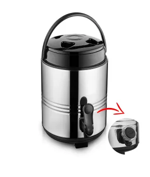 JSI Water Jug Dispenser 10 Liters For Kitchen Office I High Grade Quality Stainless Steel With PU Insulated I Easy To Carry Handle I Easy To Wash I Used For Travel, Hot Tea/Coffee/Water I HOT AND COLD