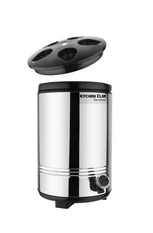 KITCHEN CLUE Stainless Steel Water Camper 10 Liter - PUF Insulated Thermosteel Hot & Cold Water Dispenser For office Home Kitchen - Easy To Carry Handle - Easy To Use & Clean - Highly Durable & Sturdy