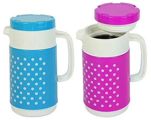 Kuber Industries 2 Pieces Insulated Orchid Tuff Jug Flask 1500 ML (Pink and Blue) -CTLTC12372,Multicolor,Standard