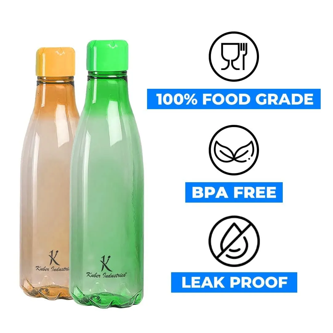 Kuber Industries BPA Free Plastic Water Bottles | Unbreakable, Leak Proof, 100% Food Grade Plastic | For Kids & Adults | Refrigerator Plastic Bottle Set of 4|Assorted (Pack Of 3)