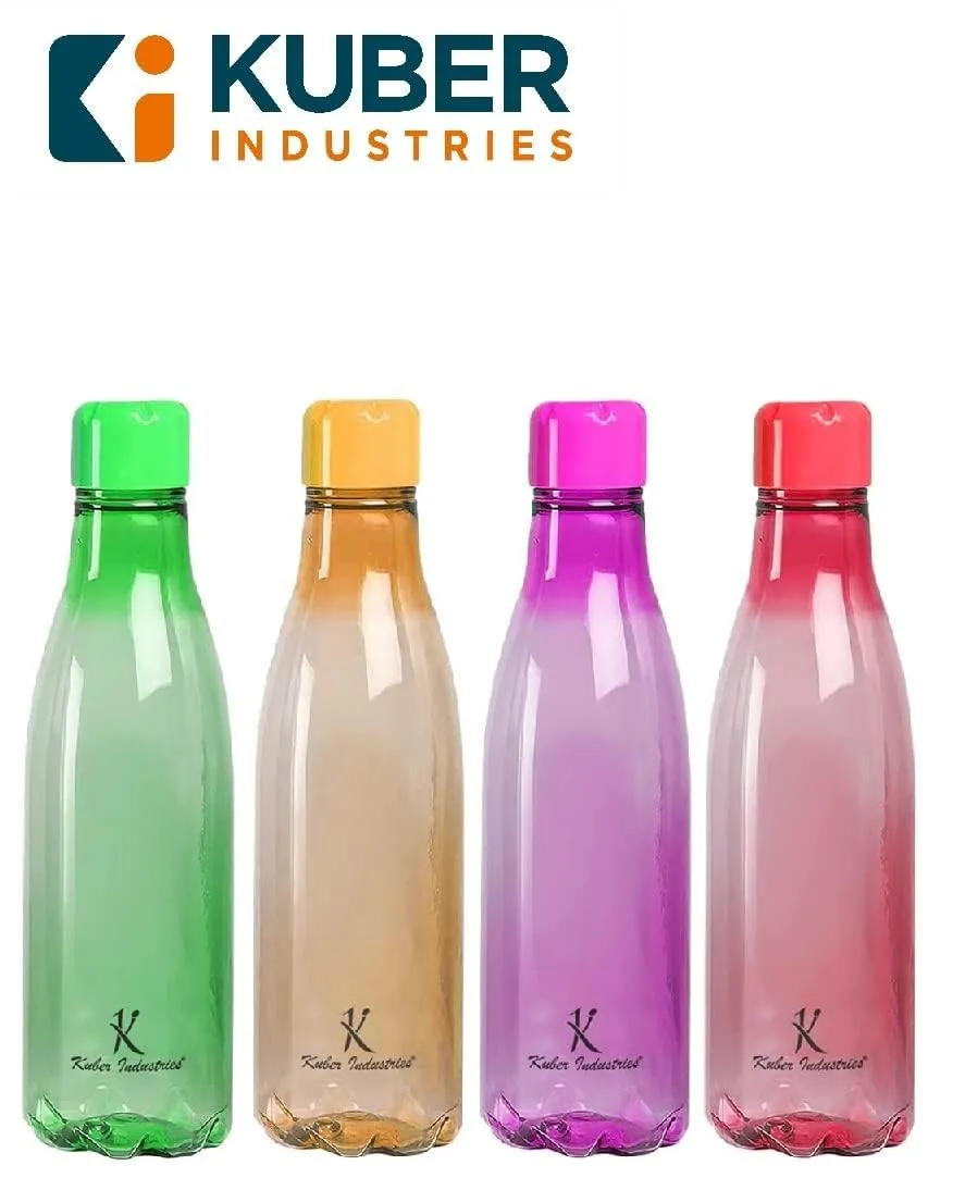 Kuber Industries BPA Free Plastic Water Bottles | Unbreakable, Leak Proof, 100% Food Grade Plastic | For Kids & Adults | Refrigerator Plastic Bottle Set of 4|Assorted (Pack Of 5)