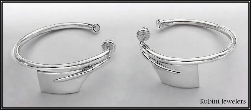 Large Rowing Hatchet Oar 34mm Hoop Earrings by Rubini Jewelers.