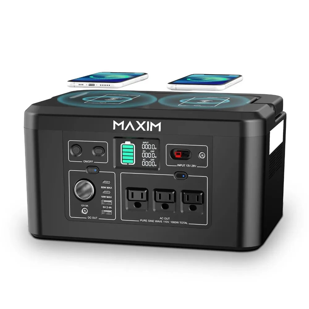 Maxim Eclipse 600W Power Station, LiFePO4 Battery Backup with Dual Wireless Charger for Starlink, Fan, TV, Game console, Fridge, Phones, Laptop