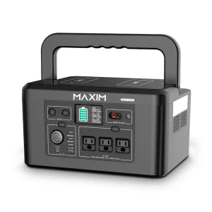 Maxim Eclipse 600W Power Station, LiFePO4 Battery Backup with Dual Wireless Charger for Starlink, Fan, TV, Game console, Fridge, Phones, Laptop