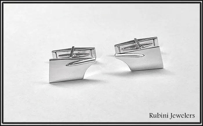 Medium Rowing Hatchet Blade Cuff Links Sterling Silver