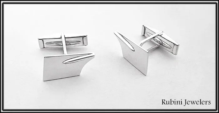 Medium Rowing Hatchet Blade Cuff Links Sterling Silver