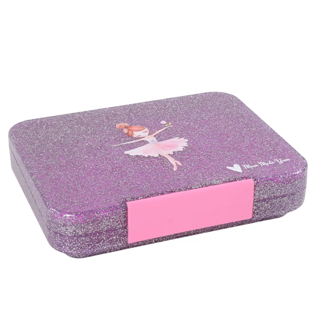 Mum Made Yum Large Bento Lunch Box - Purple Sparkle Ballerina