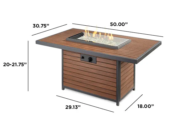 Outdoor Greatroom KW-1224 Kenwood Rectangular Chat Height Gas Fire Pit Table