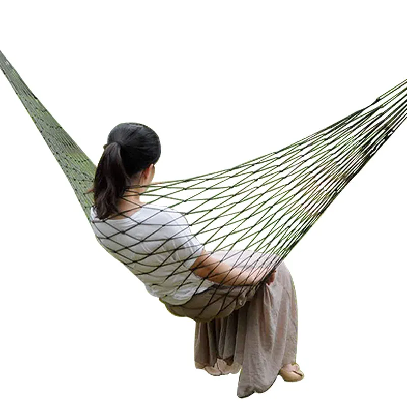 Portable Nylon Mesh Hammock Sleeping Bed For Outdoor Travel Camping Blue Green Red Hanging Folding Patio Swing Chair Furniture