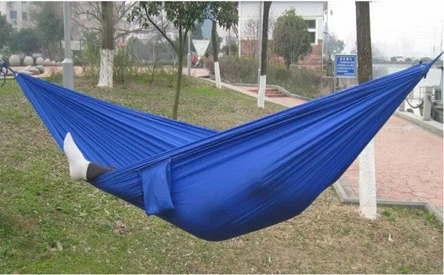 Portable Nylon Parachute Double Hammock Garden Outdoor Camping Travel Furniture Survival Hammock Swing Sleeping Bed For 2 Person