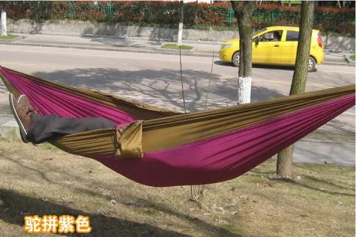 Portable Nylon Parachute Double Hammock Garden Outdoor Camping Travel Furniture Survival Hammock Swing Sleeping Bed For 2 Person