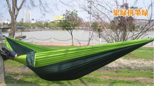 Portable Nylon Parachute Double Hammock Garden Outdoor Camping Travel Furniture Survival Hammock Swing Sleeping Bed For 2 Person