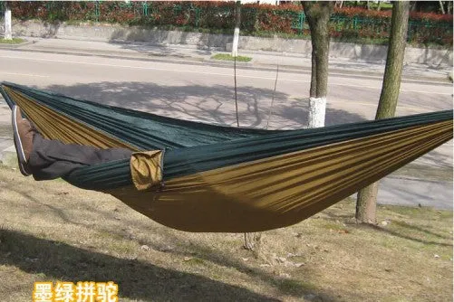 Portable Nylon Parachute Double Hammock Garden Outdoor Camping Travel Furniture Survival Hammock Swing Sleeping Bed For 2 Person