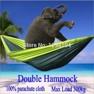 Portable Nylon Parachute Double Hammock Garden Outdoor Camping Travel Furniture Survival Hammock Swing Sleeping Bed For 2 Person