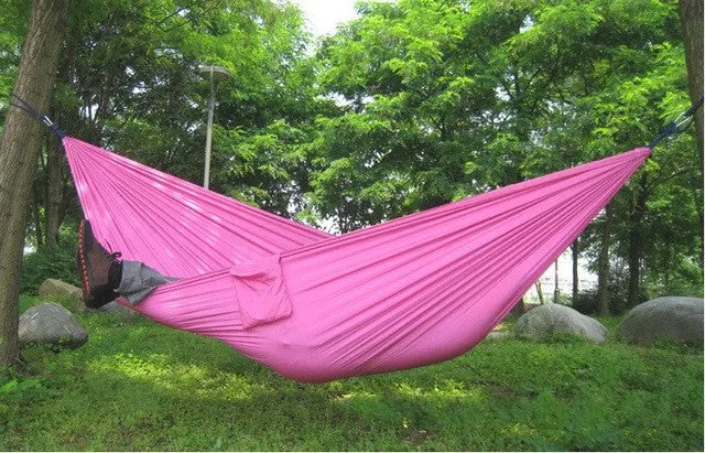 Portable Nylon Parachute Double Hammock Garden Outdoor Camping Travel Furniture Survival Hammock Swing Sleeping Bed For 2 Person