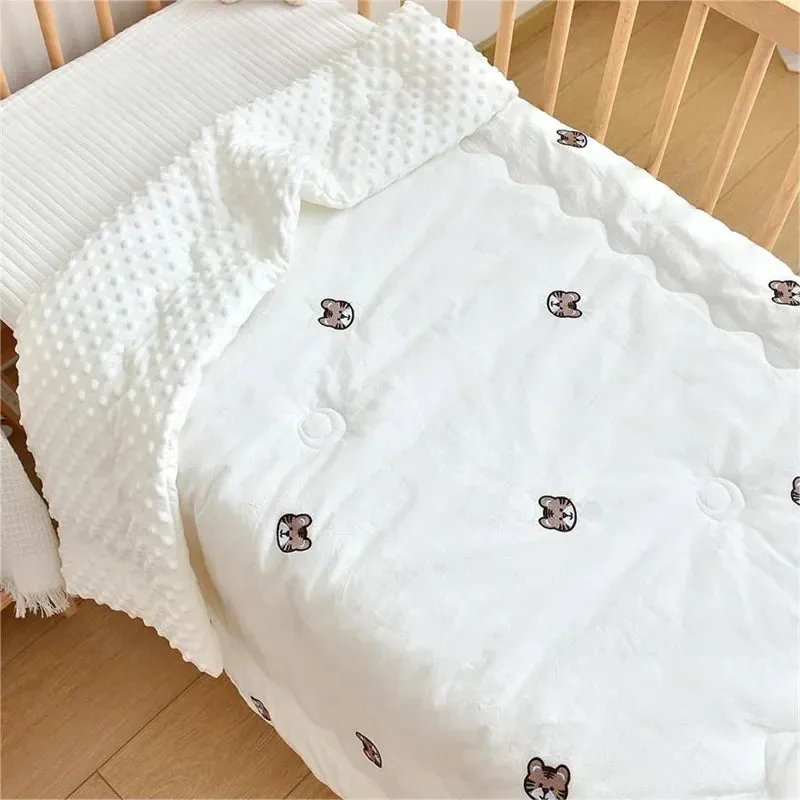 SINOTAO  -   Baby Unisex Baby Plush Mink Blanket Winter Newborn Thermal Soft Fleece Swaddle Wrap Bedding Set Cotton Quilt