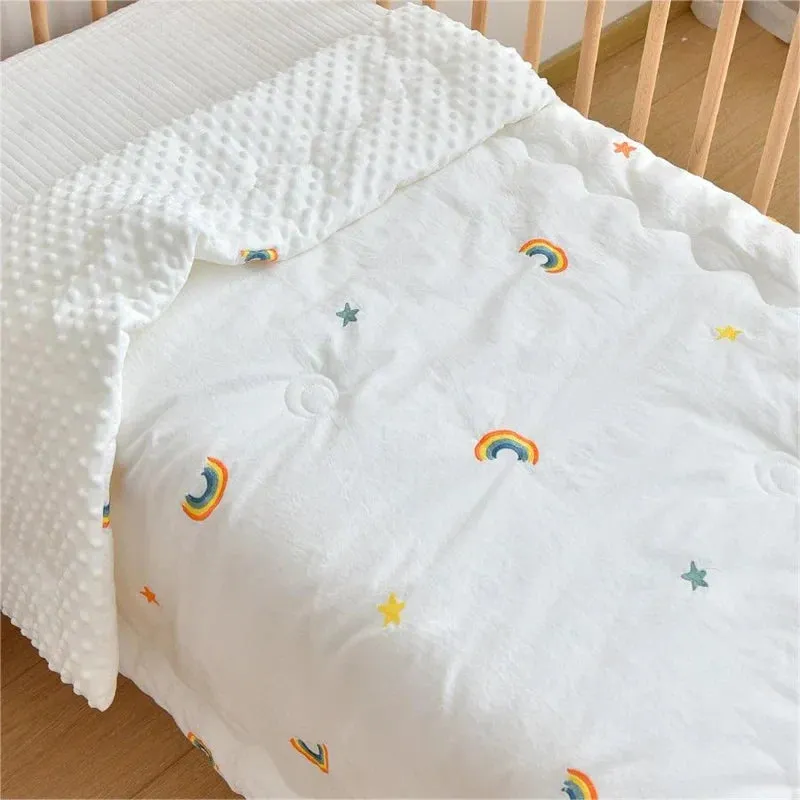 SINOTAO  -   Baby Unisex Baby Plush Mink Blanket Winter Newborn Thermal Soft Fleece Swaddle Wrap Bedding Set Cotton Quilt