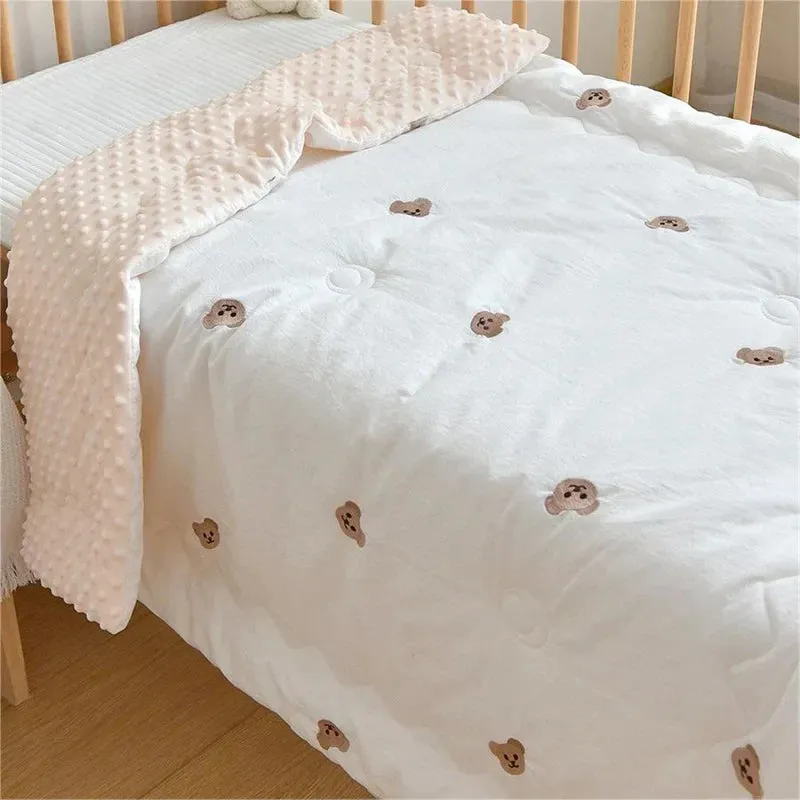 SINOTAO  -   Baby Unisex Baby Plush Mink Blanket Winter Newborn Thermal Soft Fleece Swaddle Wrap Bedding Set Cotton Quilt