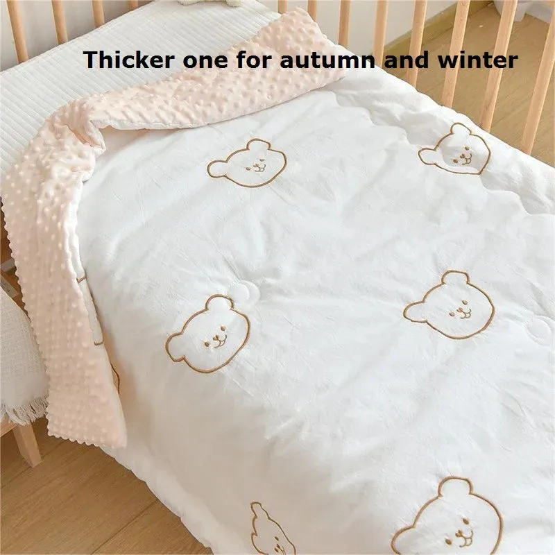 SINOTAO  -   Baby Unisex Baby Plush Mink Blanket Winter Newborn Thermal Soft Fleece Swaddle Wrap Bedding Set Cotton Quilt