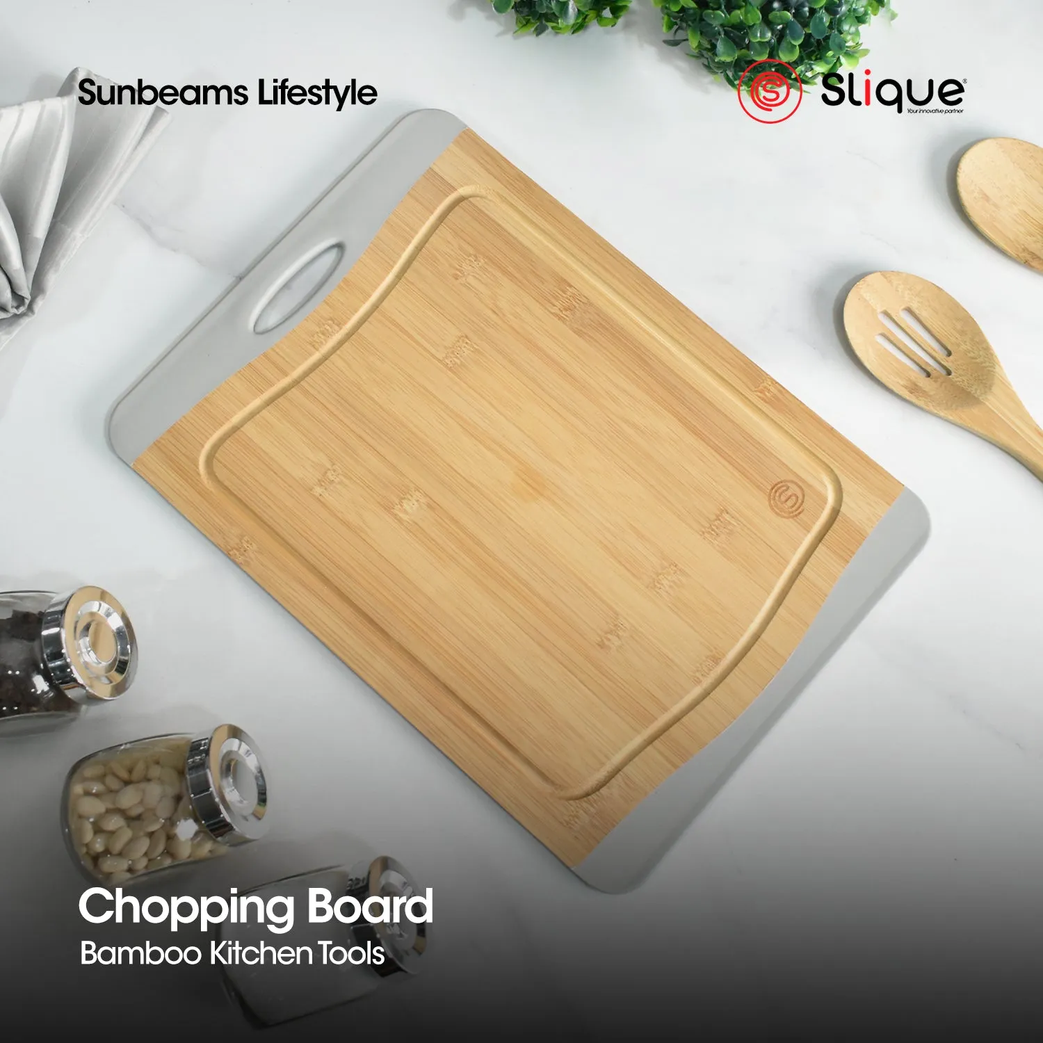 SLIQUE Wooden Cutting Board Gray | Bamboo