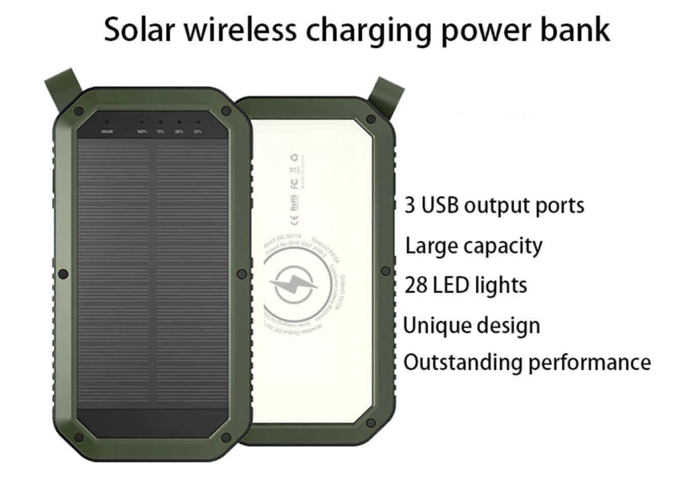 Sun Chaser Mini Solar Powered Wireless Phone Charger 10,000 mAh With