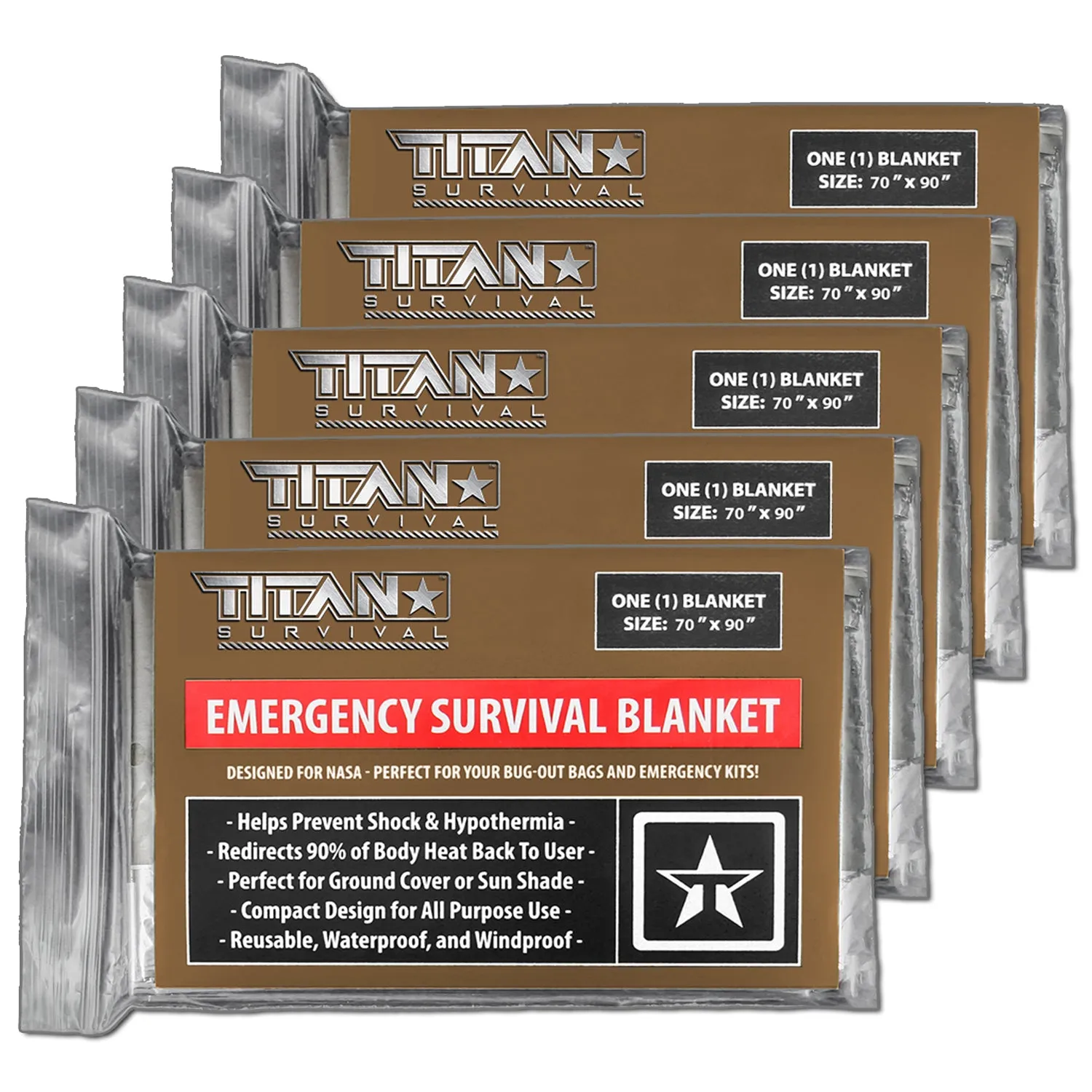 XL Emergency Survival Blankets, 5-Pack